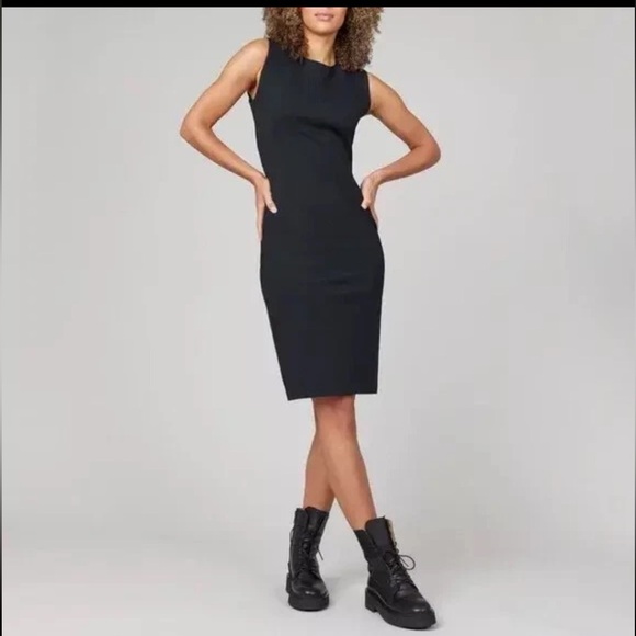 SPANX The Perfect Fitted black midi dress Sleeveless Premium Ponte Sheath large - Picture 13 of 15